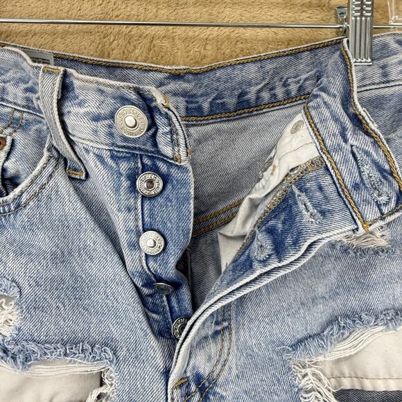 Levi's Light Blue Distressed Jean Shorts - Picture 5 of 13